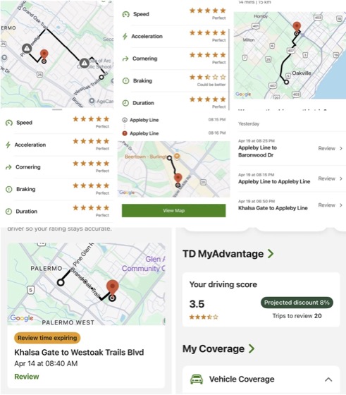TD MyAdvantage trip tracking interface